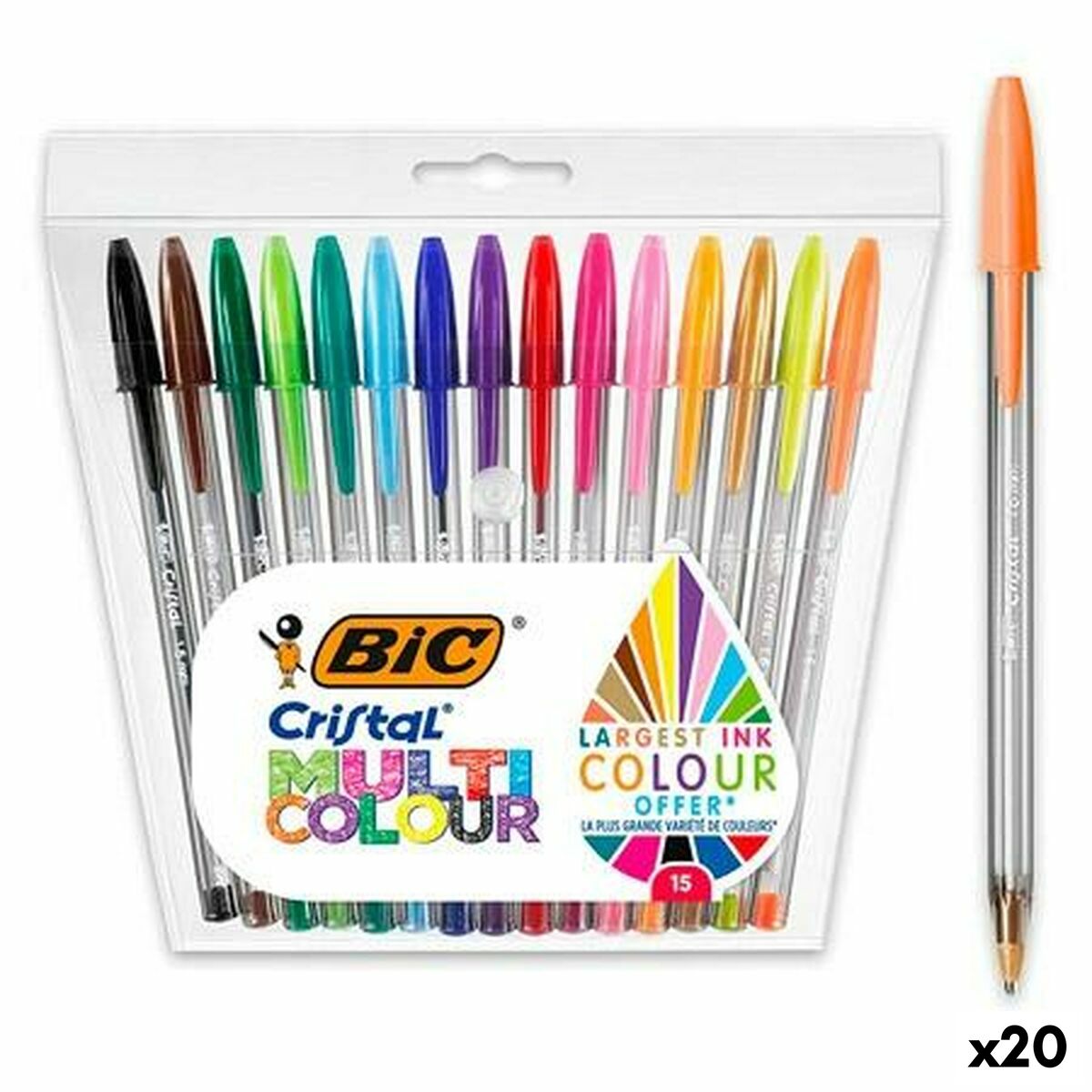 Conjunto de Canetas Bic Multicolor 15 Peças (20 Unidades)