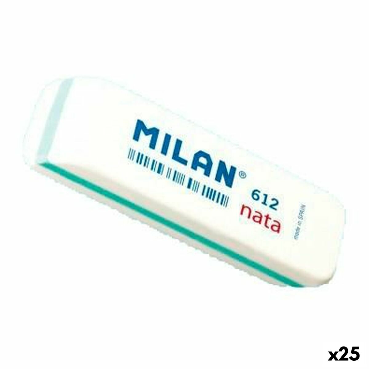 Conjunto de Borrachas Milan 612 NATA Branco 7,8 x 2,3 x 1,2 cm 12 Peças (25 Unidades)
