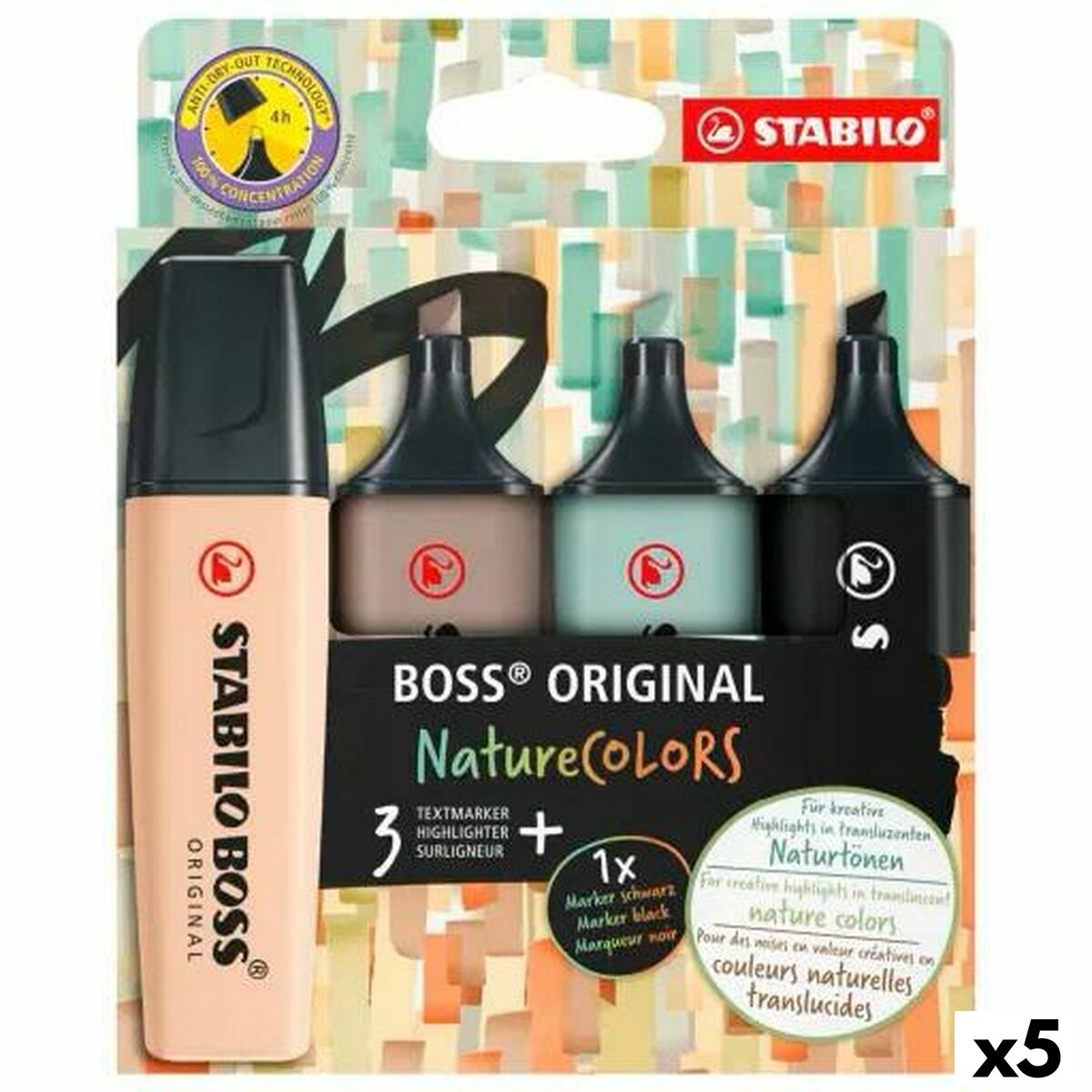 Conjunto de Marcadores Fluorescentes Stabilo BOSS ORIGINAL NATURECOLORS Multicolor 4 Peças (5 Unidades)