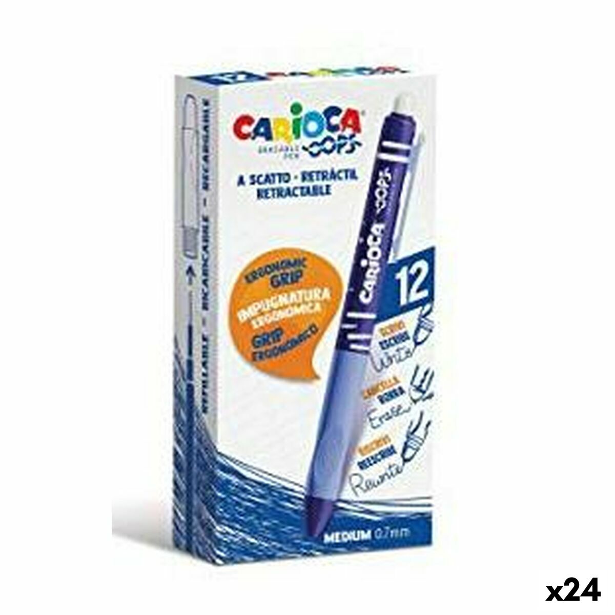 Conjunto de Canetas Carioca Azul 0,7 mm (24 Unidades) (12 Peças)