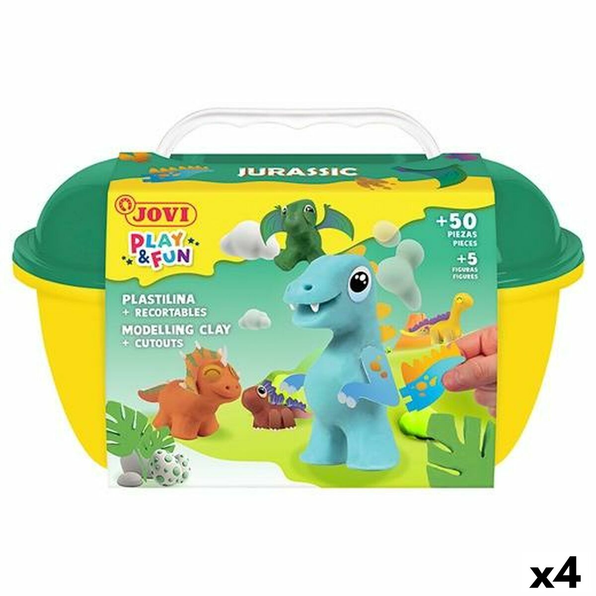 Jogo de Plasticina Jovi PLAY&FUN JURASIC Multicolor (4 Unidades)