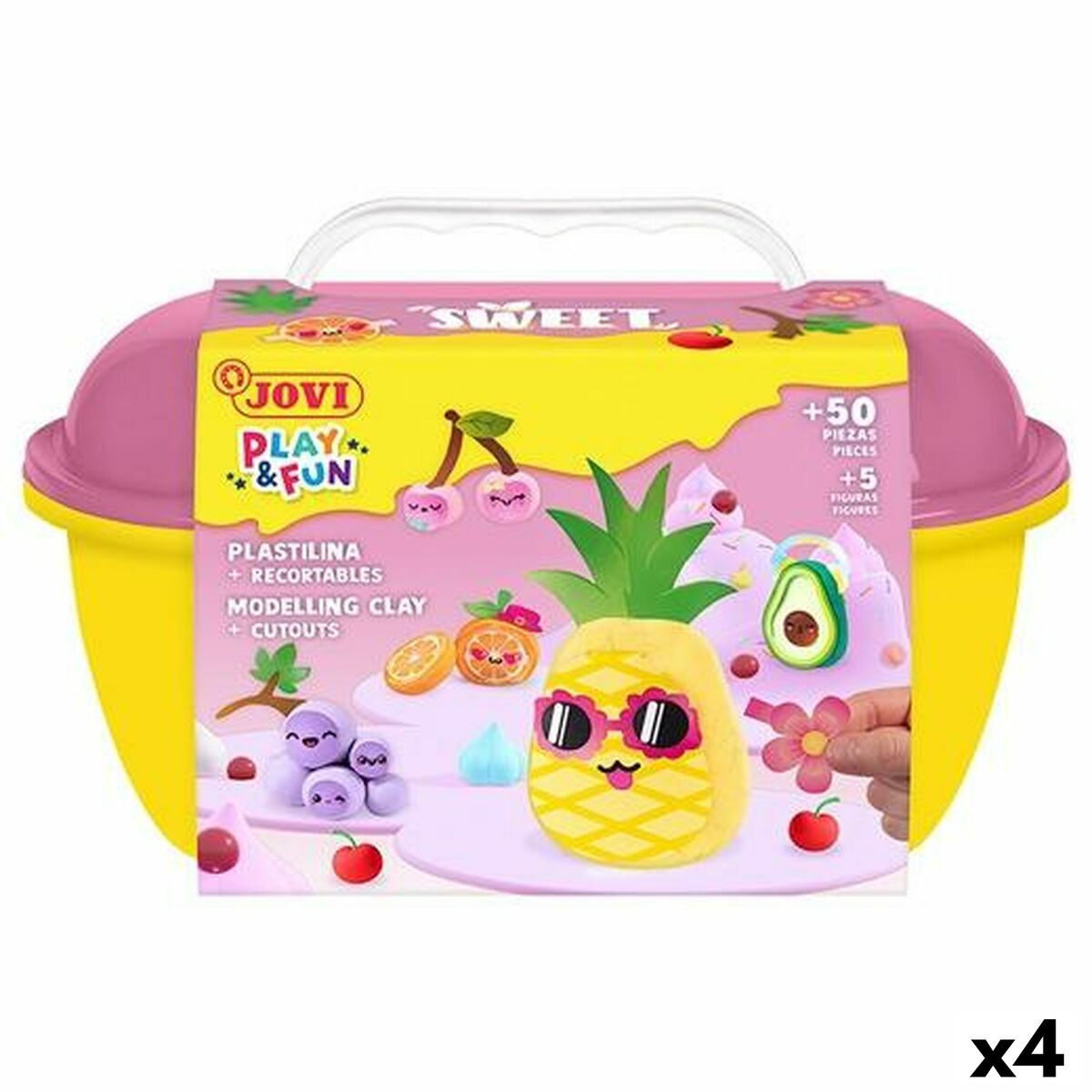 Jogo de Plasticina Jovi PLAY&FUN SWEET Multicolor (4 Unidades)