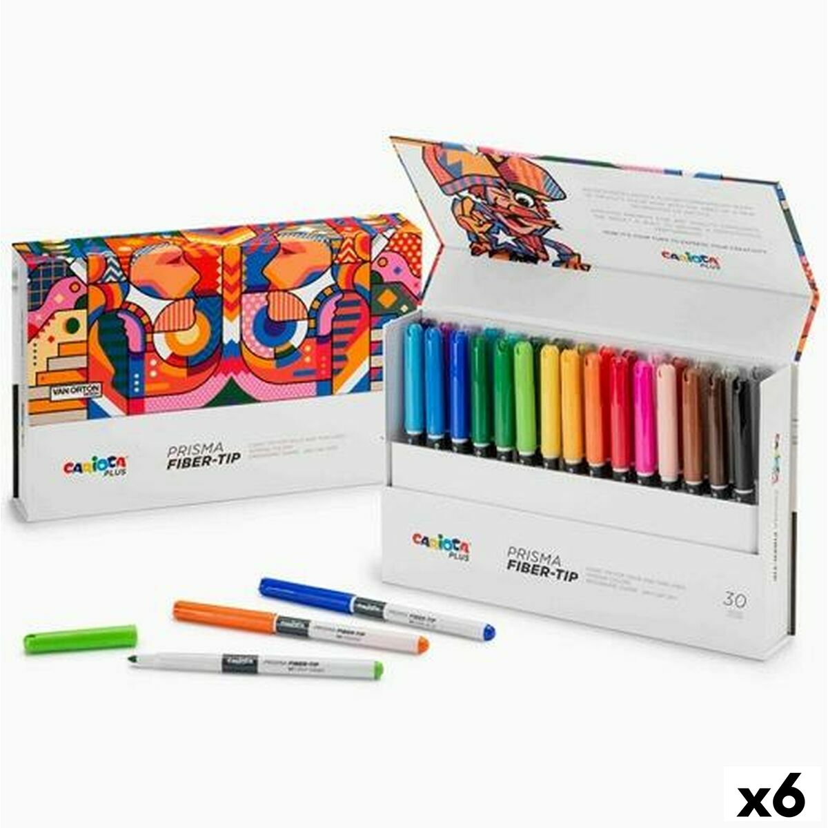 Conjunto de Canetas de Feltro Carioca Prisma Multicolor 30 Peças (6 Unidades)
