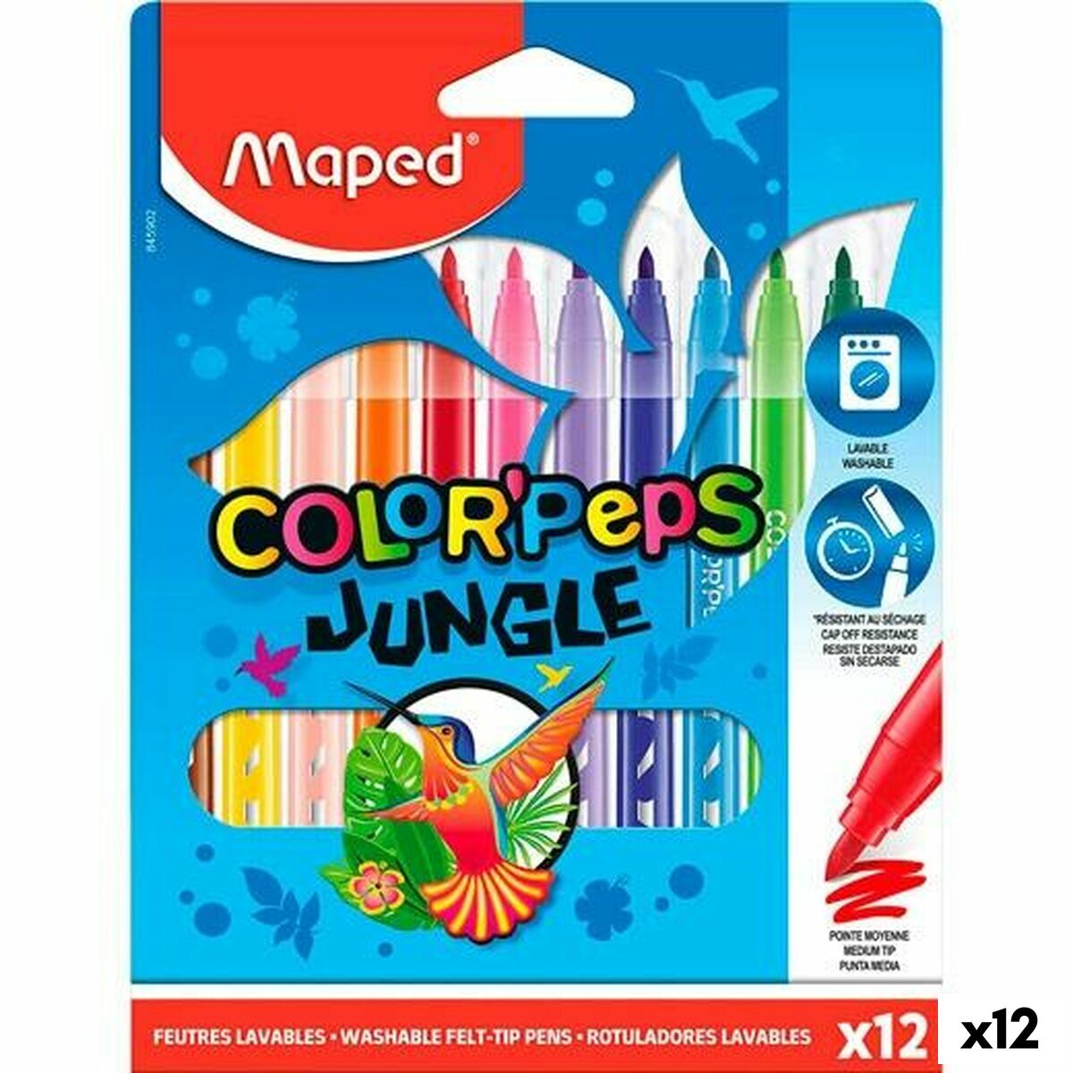 Conjunto de Canetas de Feltro Maped COLOR´PEPS JUNGLE Multicolor 12 Peças (12 Unidades)