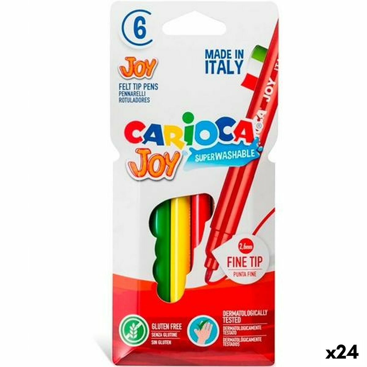 Conjunto de Canetas de Feltro Carioca JOY Multicolor 6 Peças (24 Unidades)