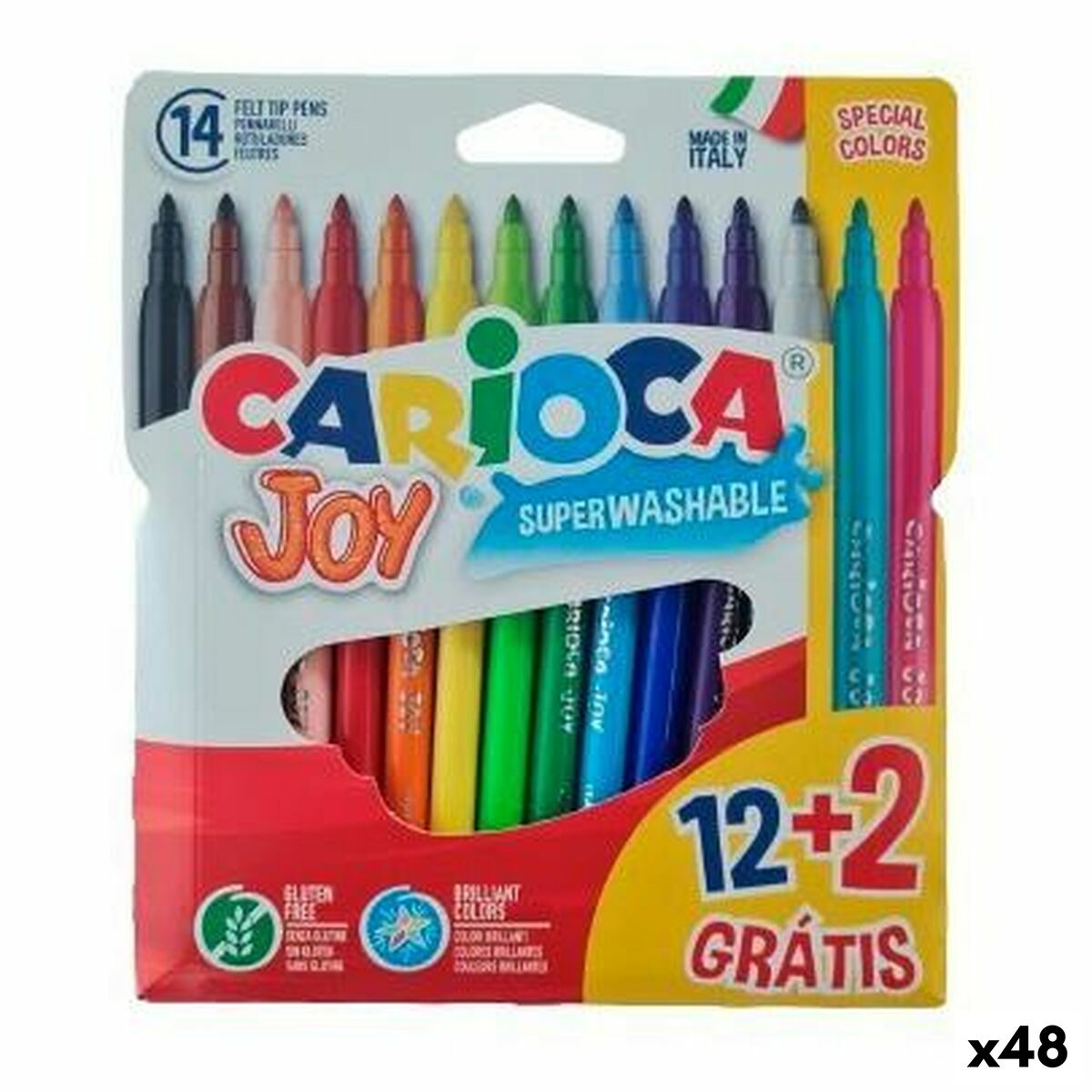 Conjunto de Canetas de Feltro Carioca JOY Multicolor 12 Peças (48 Unidades)