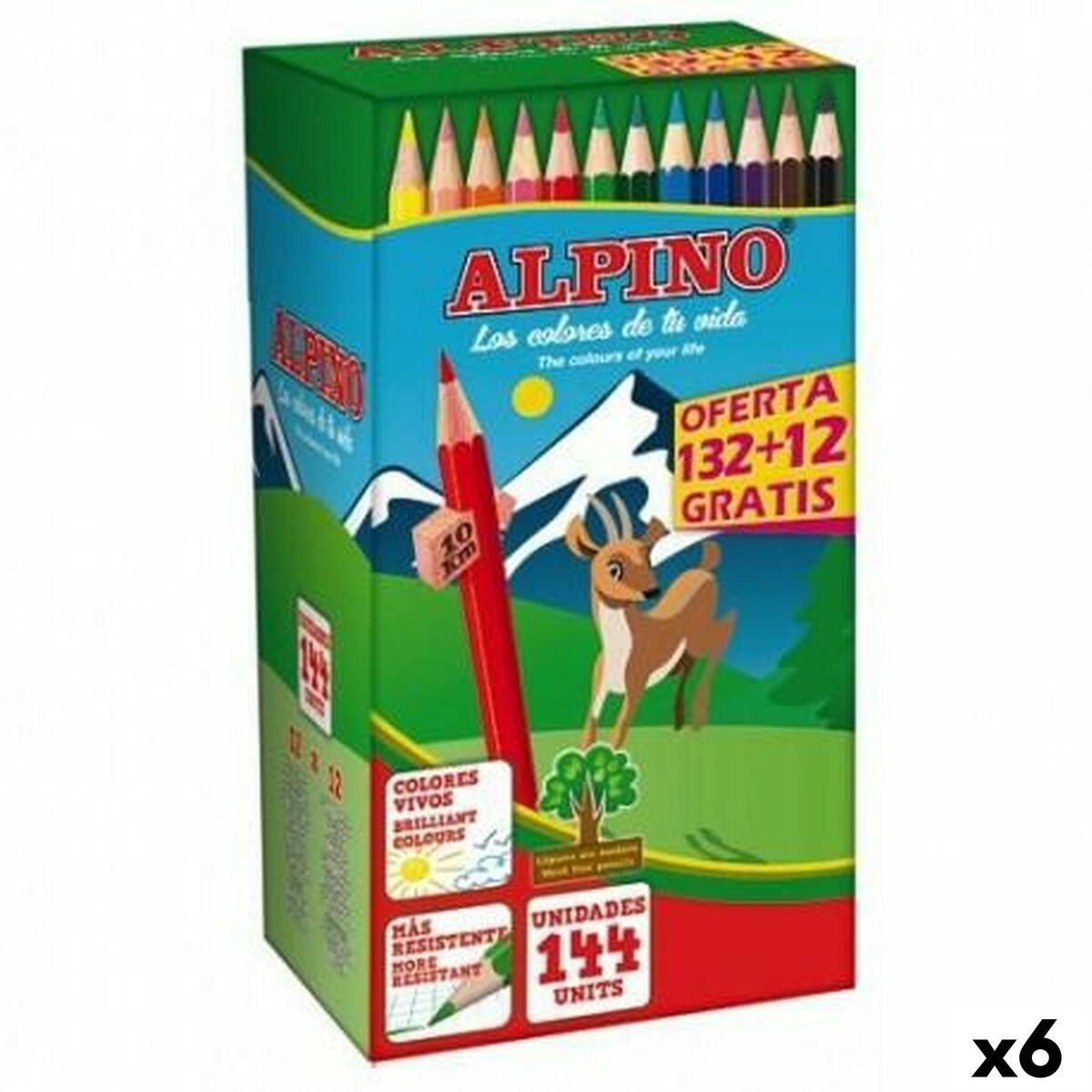 Lápis de cores Alpino KIDS EVOLUTION STRIPES Multicolor 144 Peças (6 Unidades)