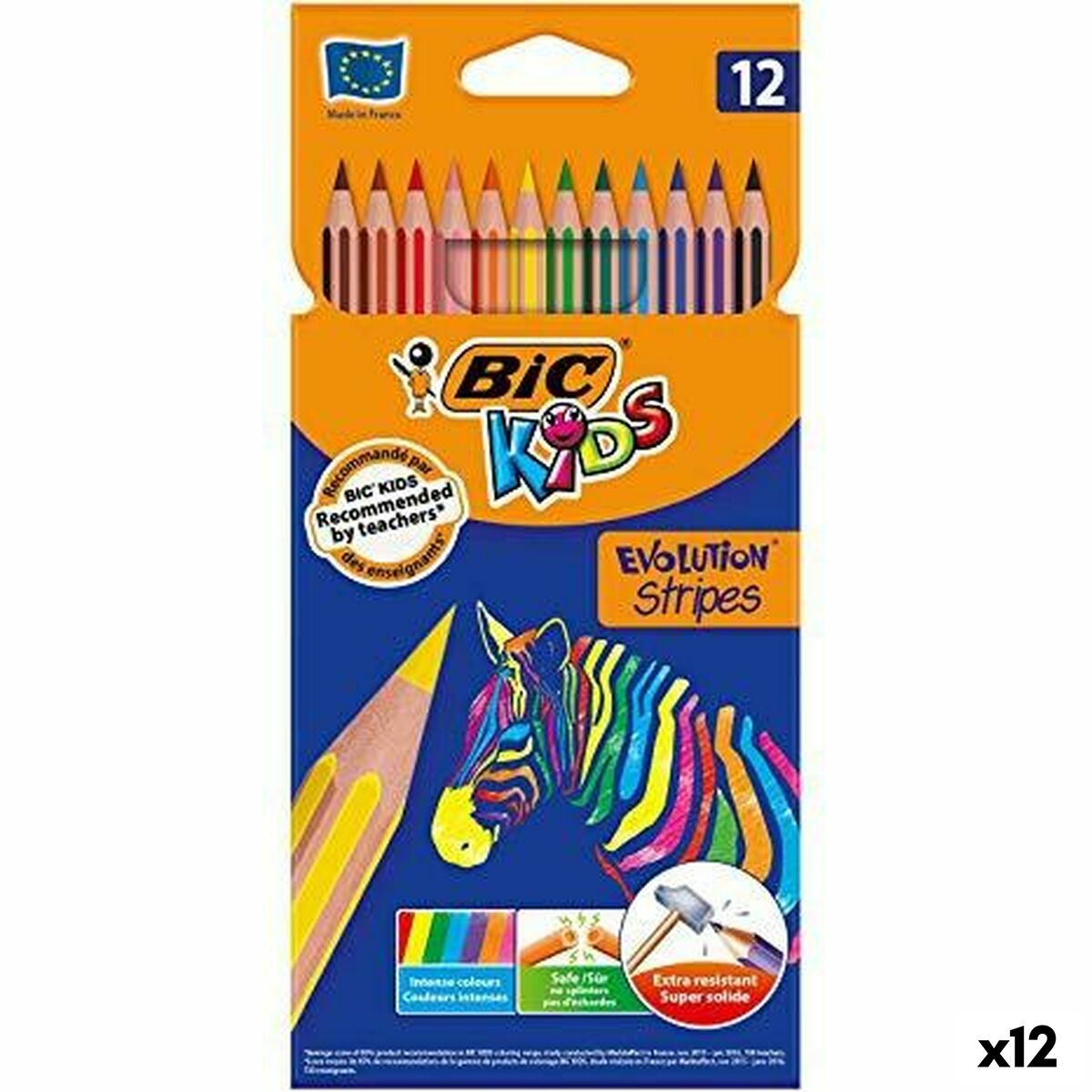 Lápis de cores Bic KIDS EVOLUTION STRIPES Multicolor 12 Peças (12 Unidades)