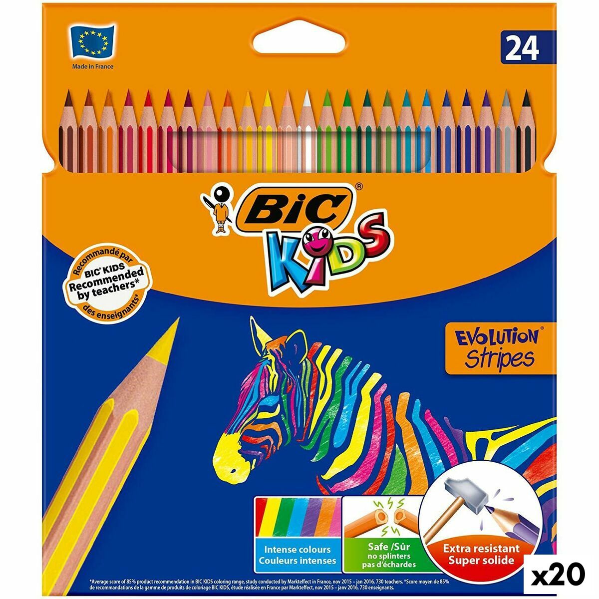 Lápis de cores Bic KIDS EVOLUTION STRIPES Multicolor 24 Peças (20 Unidades)