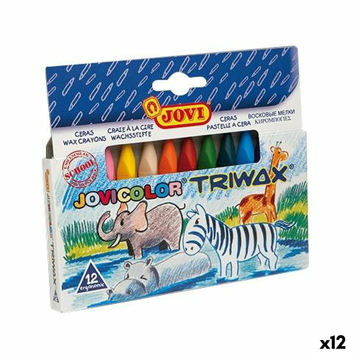 Ceras de cores Jovi JOVICOLOR TRIWAX Multicolor (12 Unidades)