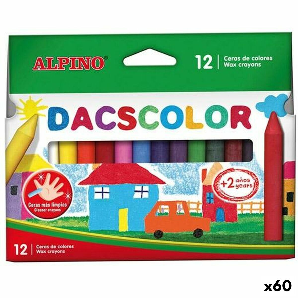 Ceras de cores Alpino Dacscolor Multicolor 12 Peças (60 Unidades)