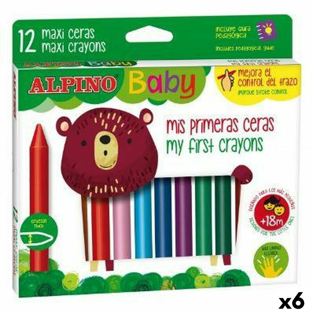 Ceras de cores Alpino Baby Multicolor 12 Peças (6 Unidades)