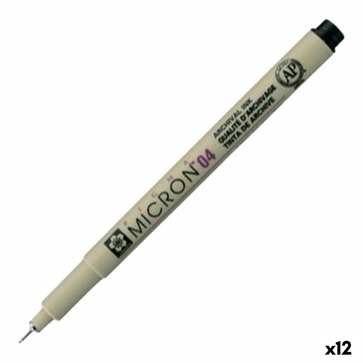Rotuladores Talens Sakura PIGMA MICRON 04 Preto (12 Unidades)