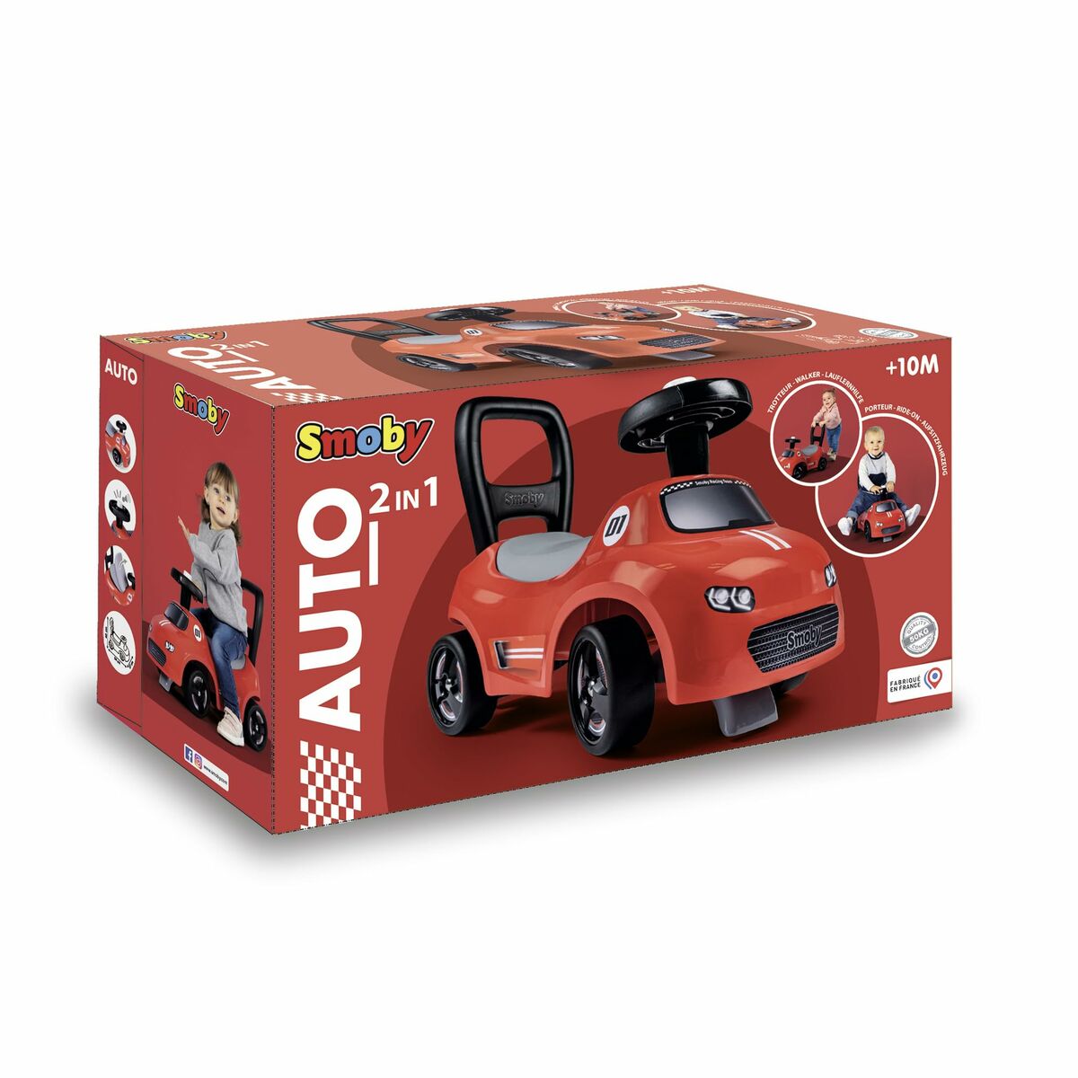 Andarilho Smoby Preto Vermelho 2 em 1