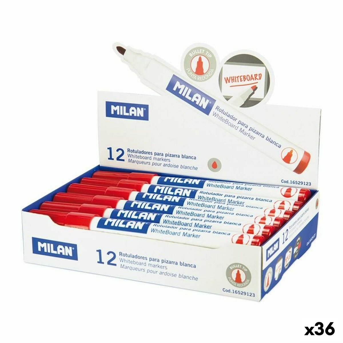 Conjunto de Canetas de Feltro Milan Ardósia branca 12 Peças (36 Unidades)