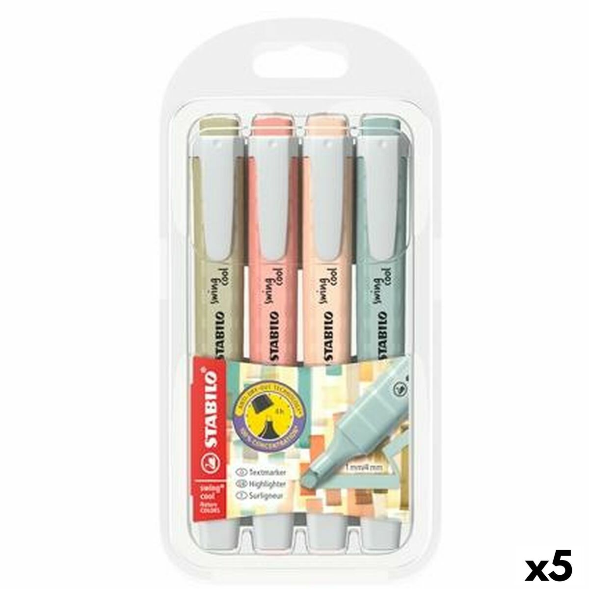 Conjunto de Marcadores Fluorescentes Stabilo SWING COOL NATURECOLORS Multicolor 4 Peças (5 Unidades)