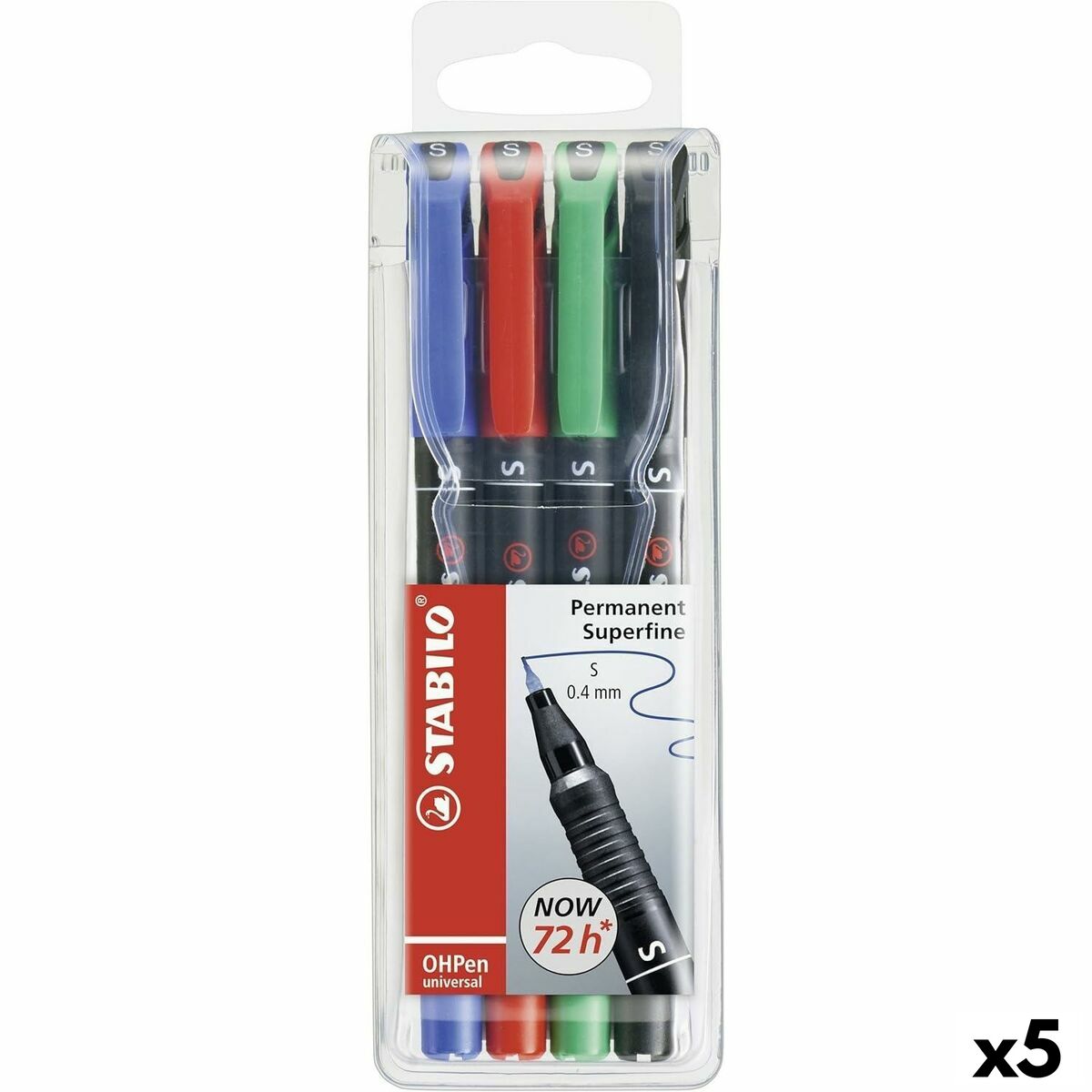 Conjunto de Canetas de Feltro Stabilo OHPEN UNIVERSAL Multicolor 0,4 mm 4 Peças (5 Unidades)
