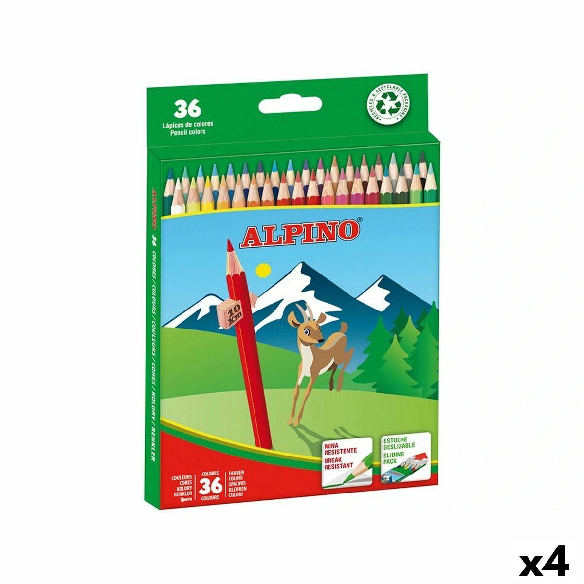 Lápis de cores Alpino Multicolor 36 Peças (4 Unidades)