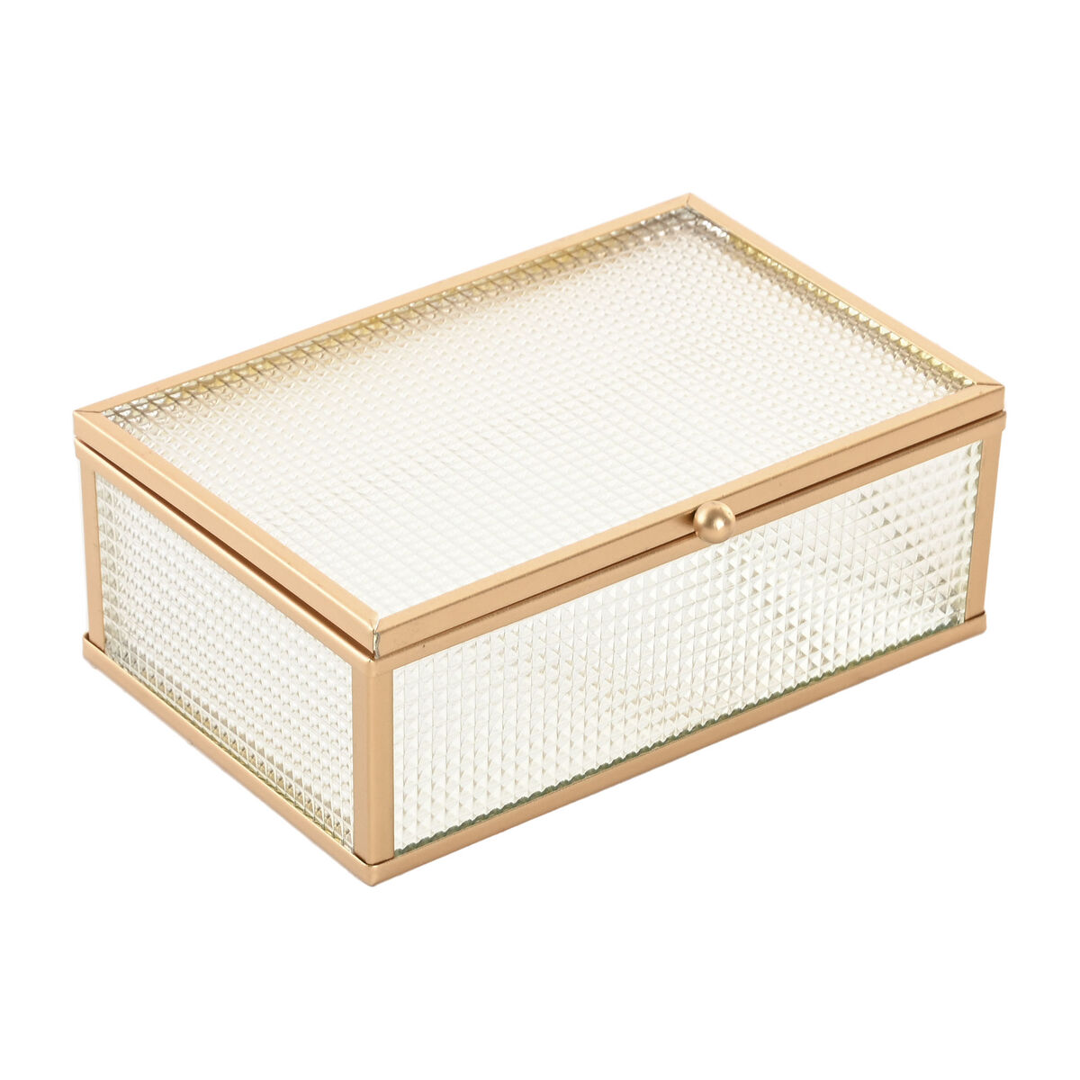 Guarda-Joias Home ESPRIT Dourado Metal Cristal 15 x 11 x 5,5 cm