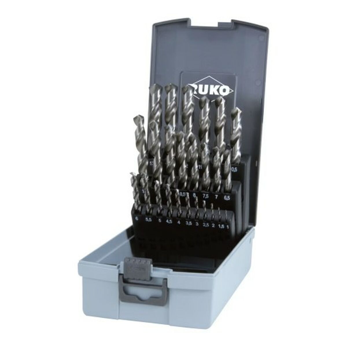 Conjunto de brocas RUKO 9 mm 13 mm 10 mm 6 mm 3 mm 7 mm 12 mm 5 mm 4 mm 2 mm 8 mm 1,5 mm 2,5 mm 3,5 mm 4,5 mm 5,5 mm 1 mm 11 mm