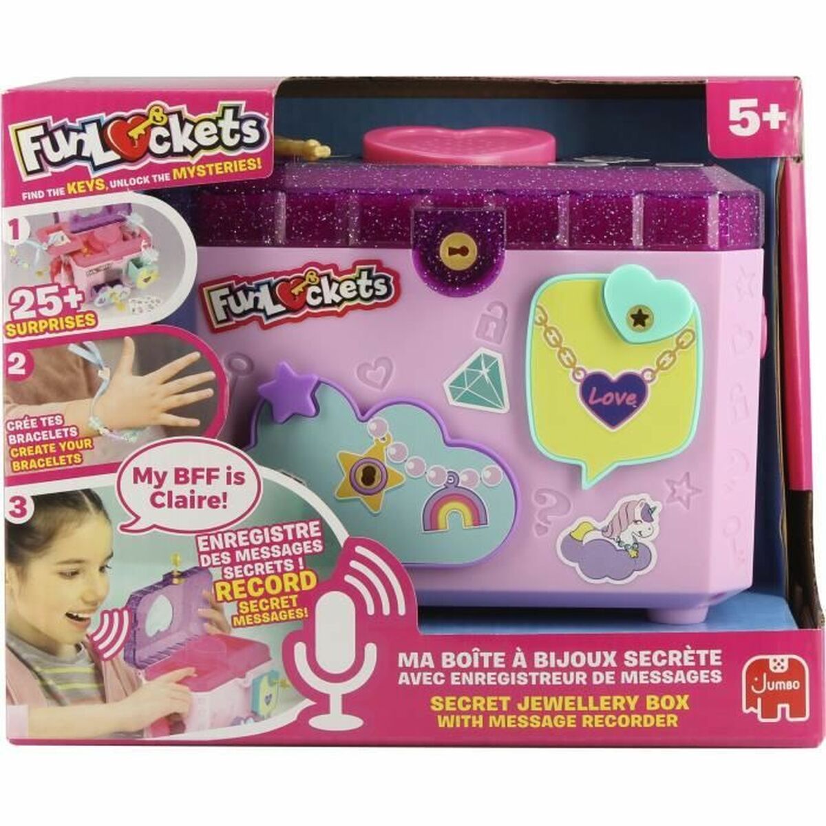 Guarda-Joias Funlockets Multicolor Cor de Rosa Plástico
