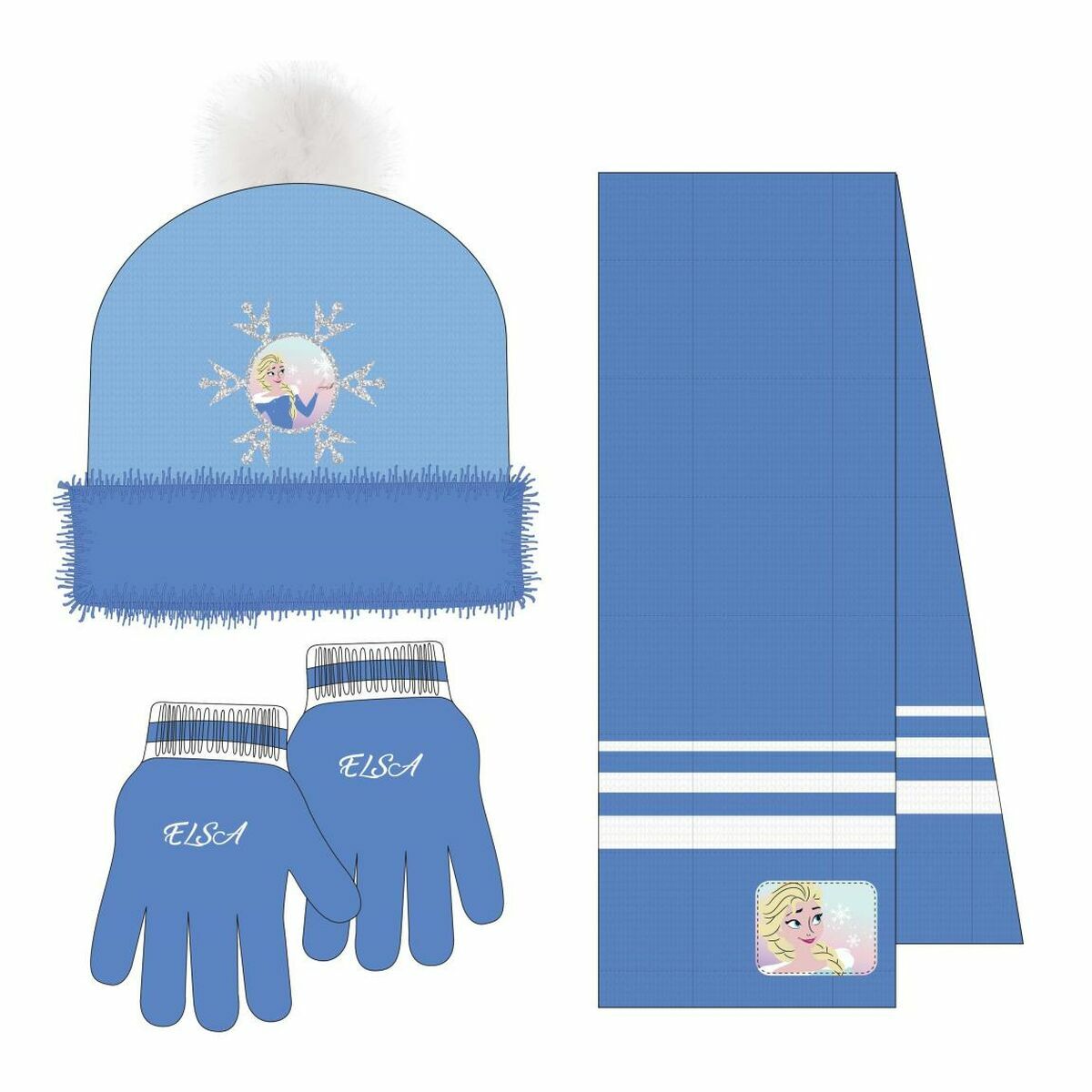 Gorro e Luvas Frozen Azul