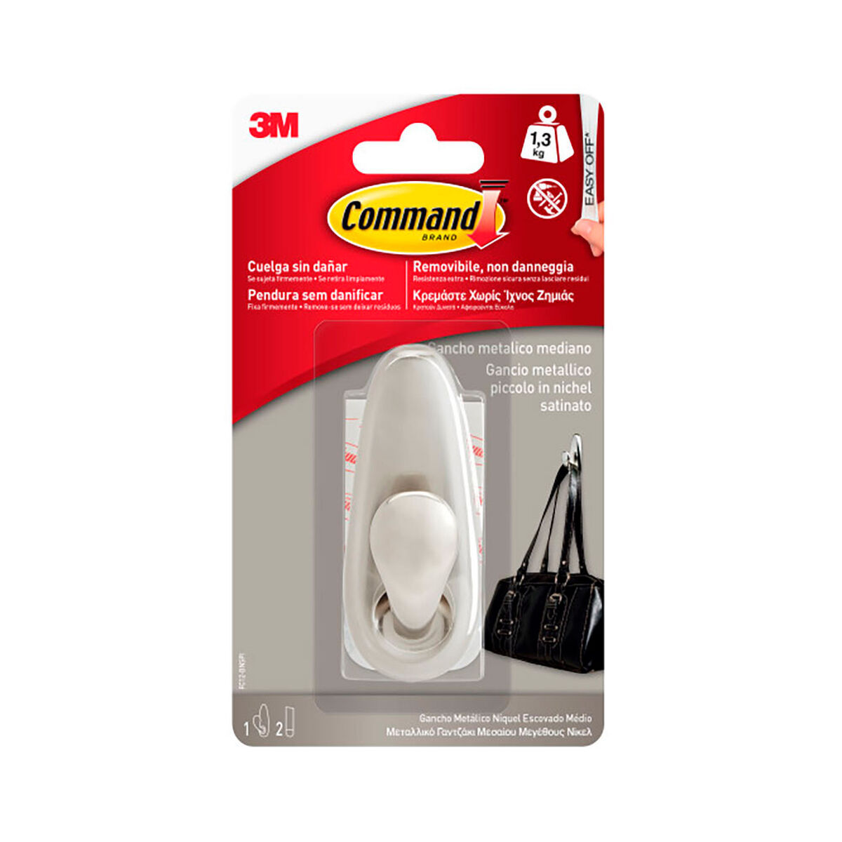 Gancho para pendurar 3M 1,3 kg Prateado Metal (1 Unidade)