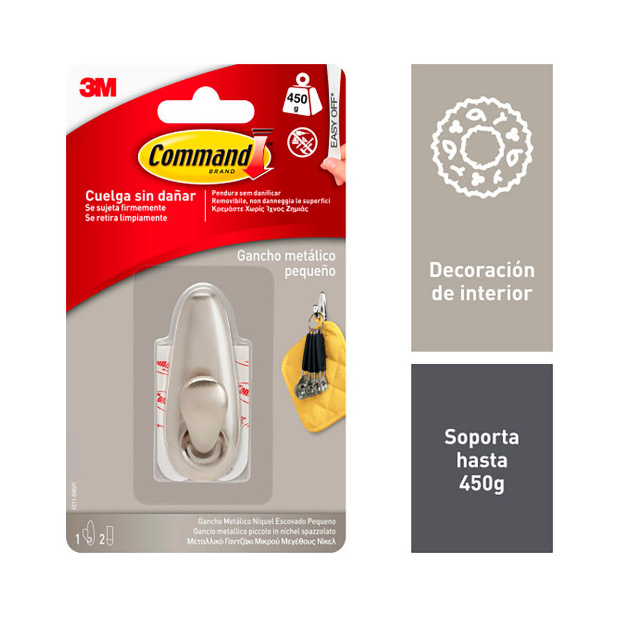 Gancho para pendurar 3M 450 g Prateado Metal (1 Unidade)