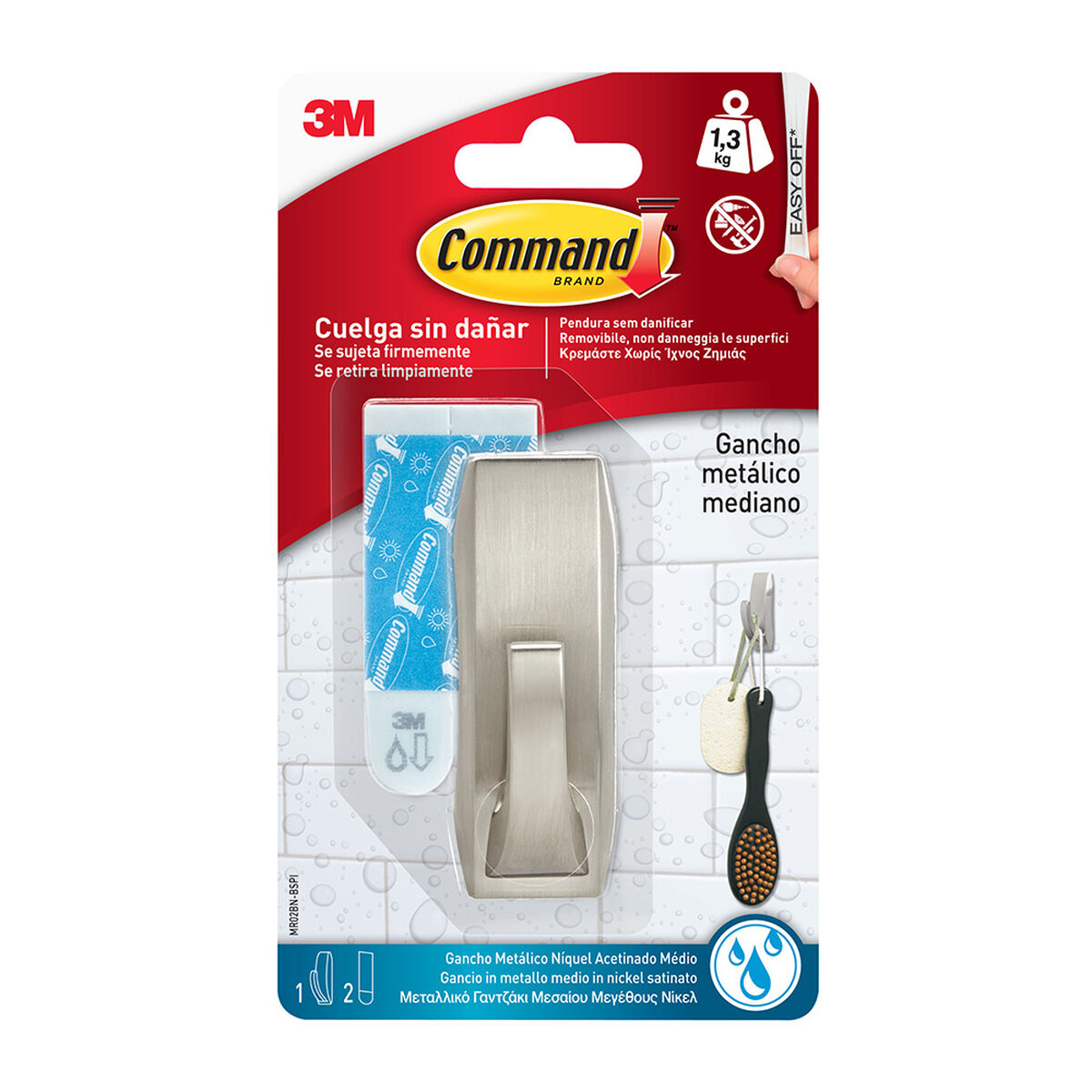 Gancho para pendurar 3M 1,3 kg Cinzento metálico Metal (1 Unidade)