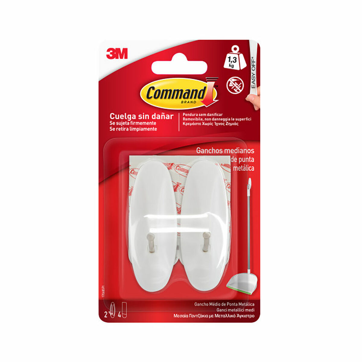 Gancho para pendurar 3M 1,3 kg 29 X 79 X 29 MM Branco Metal (2 Unidades)