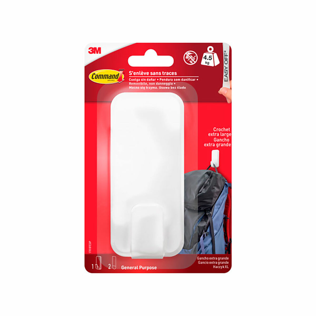 Gancho para pendurar 3M 4,5 Kg Branco Plástico (1 Unidade)