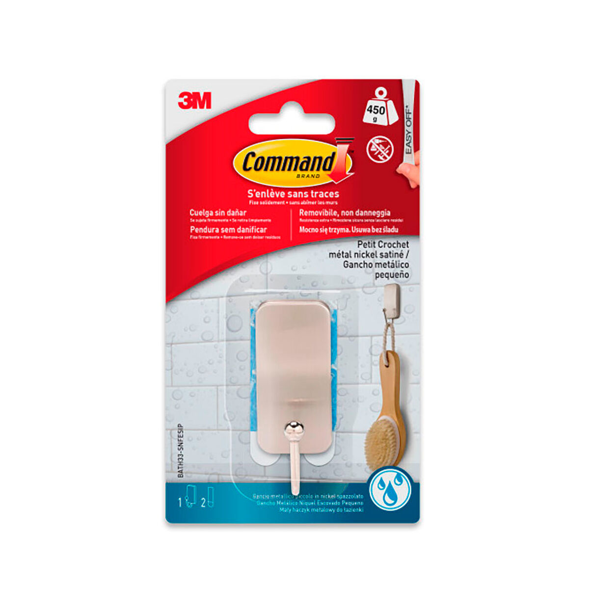Toalheiro para Pendurar 3M 25 X 66 X 25 MM Prateado Níquel (1 Unidade)