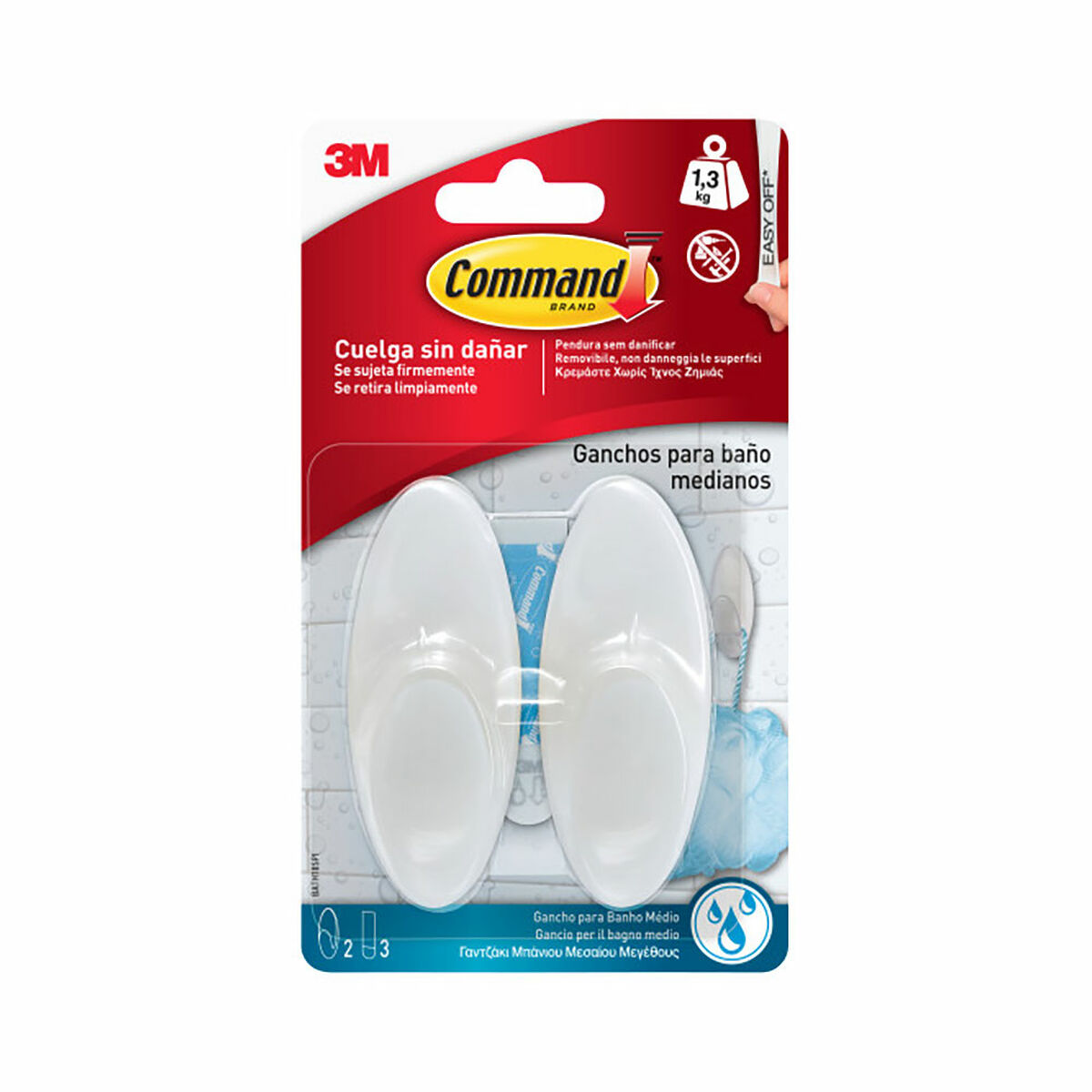 Gancho para pendurar 3M 1,3 kg Branco (2 Unidades)