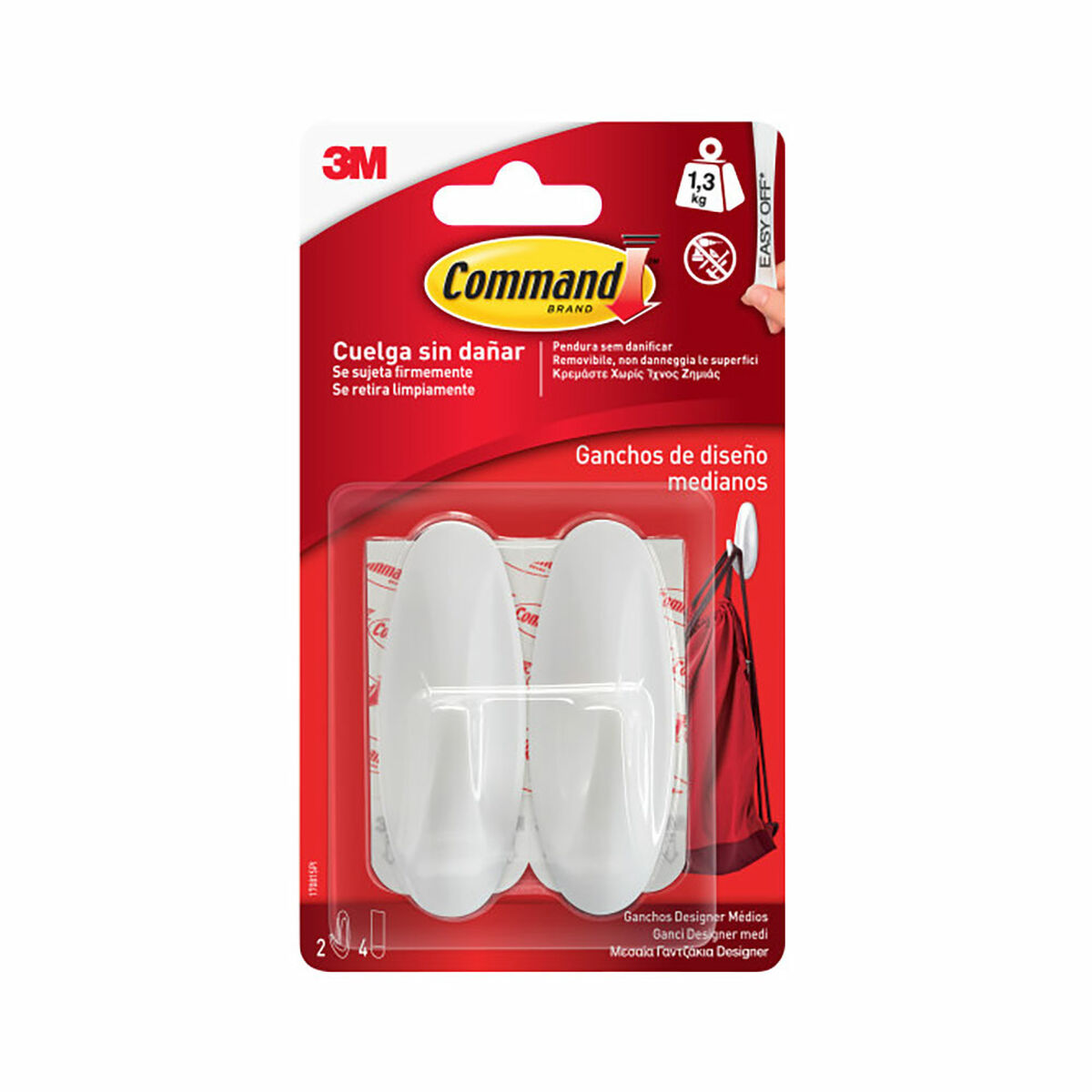 Gancho para pendurar 3M 1,3 kg Branco Metal (2 Unidades)