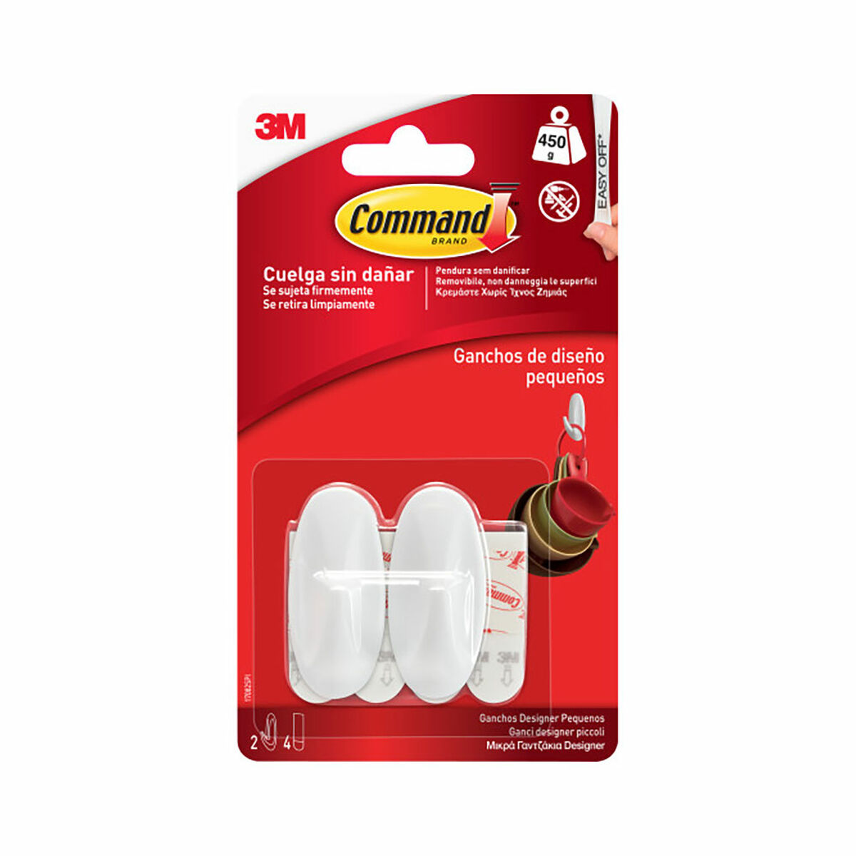 Gancho para pendurar 3M 450 g Branco (2 Unidades)