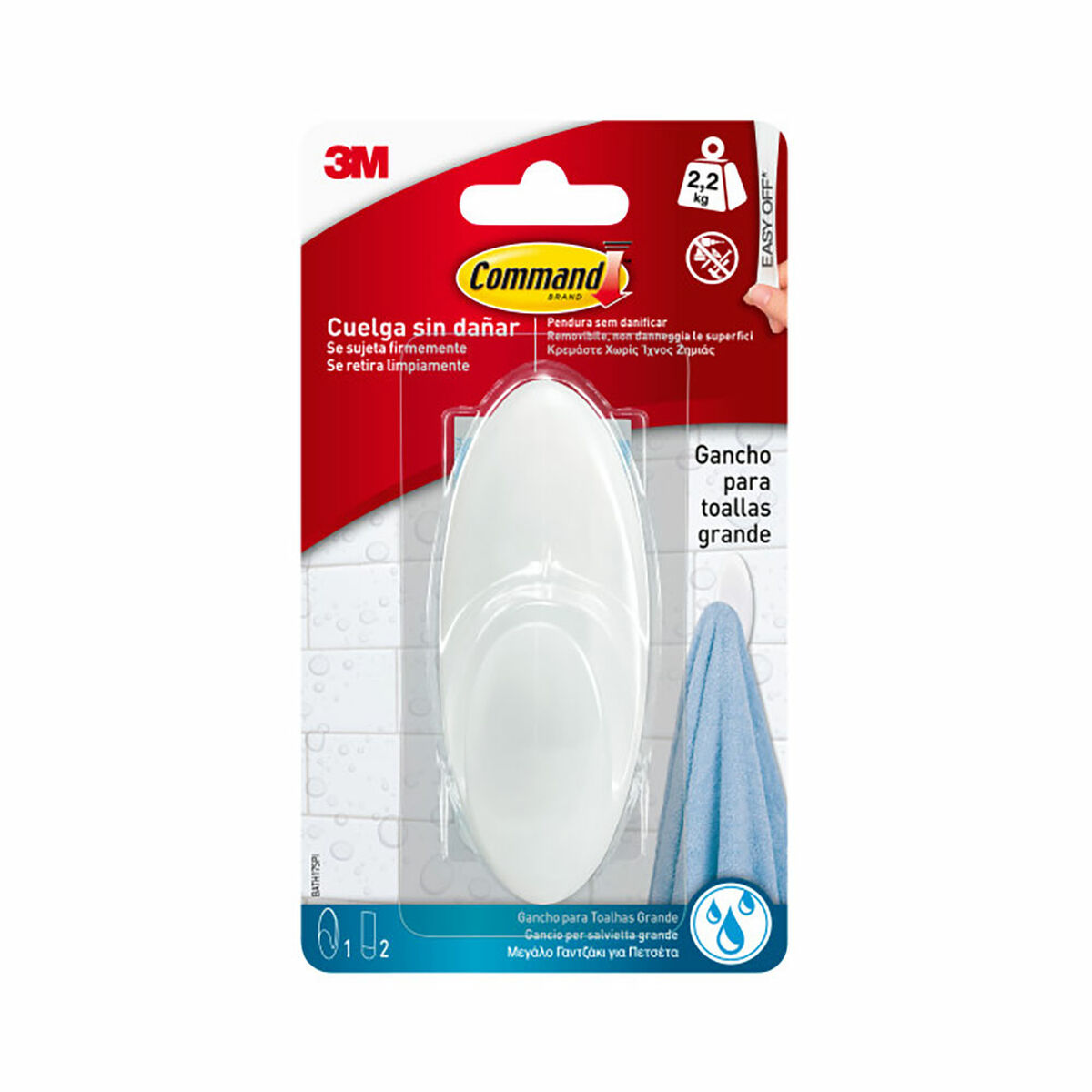 Gancho para pendurar 3M 2,2 Kg Branco Plástico (1 Unidade)