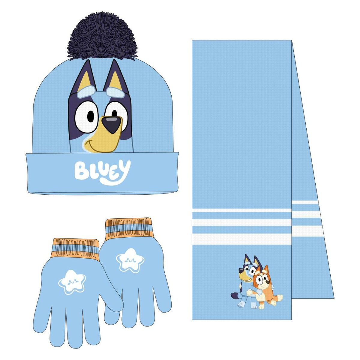 Gorro e Luvas Bluey Azul Claro