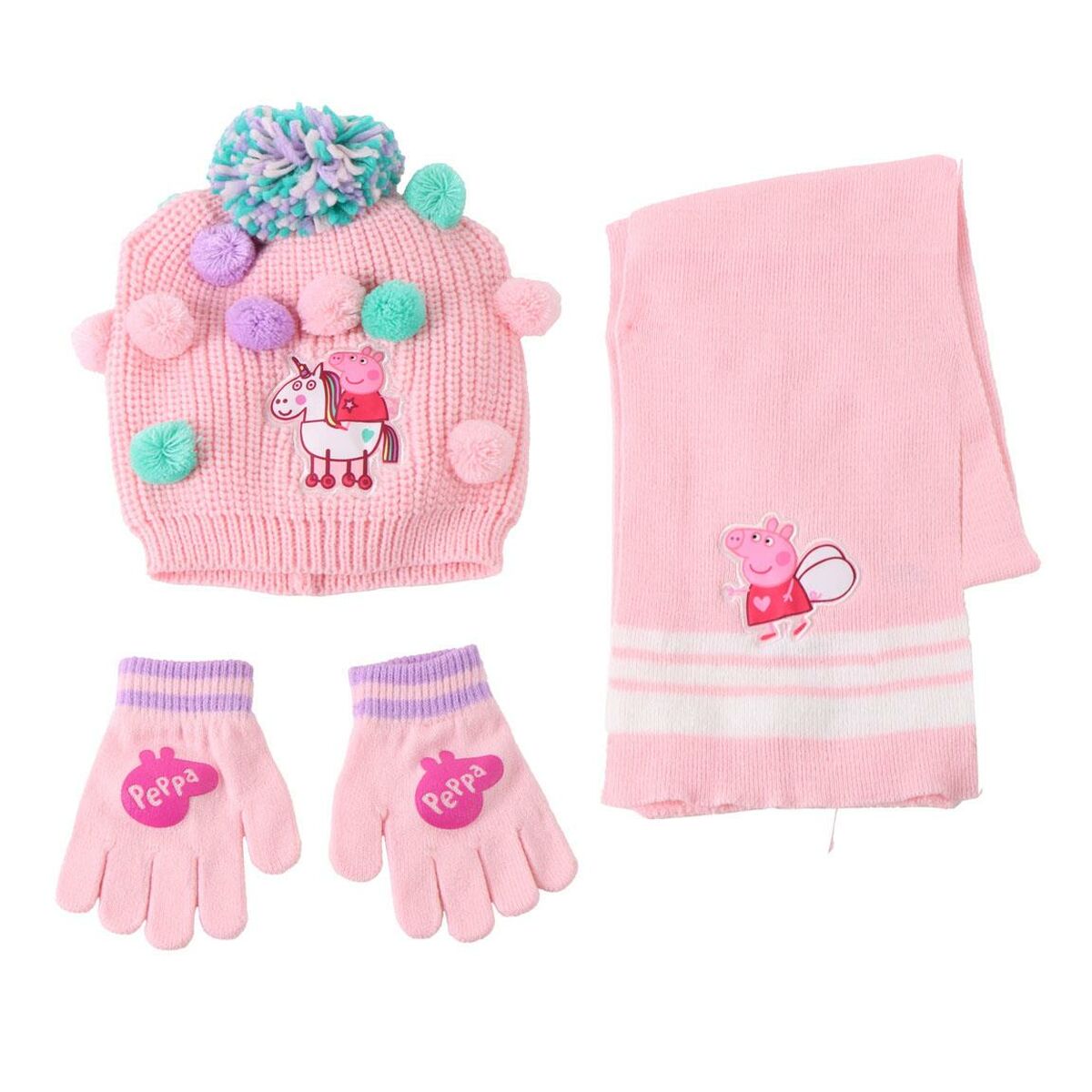 Gorro e Luvas Peppa Pig Cor de Rosa