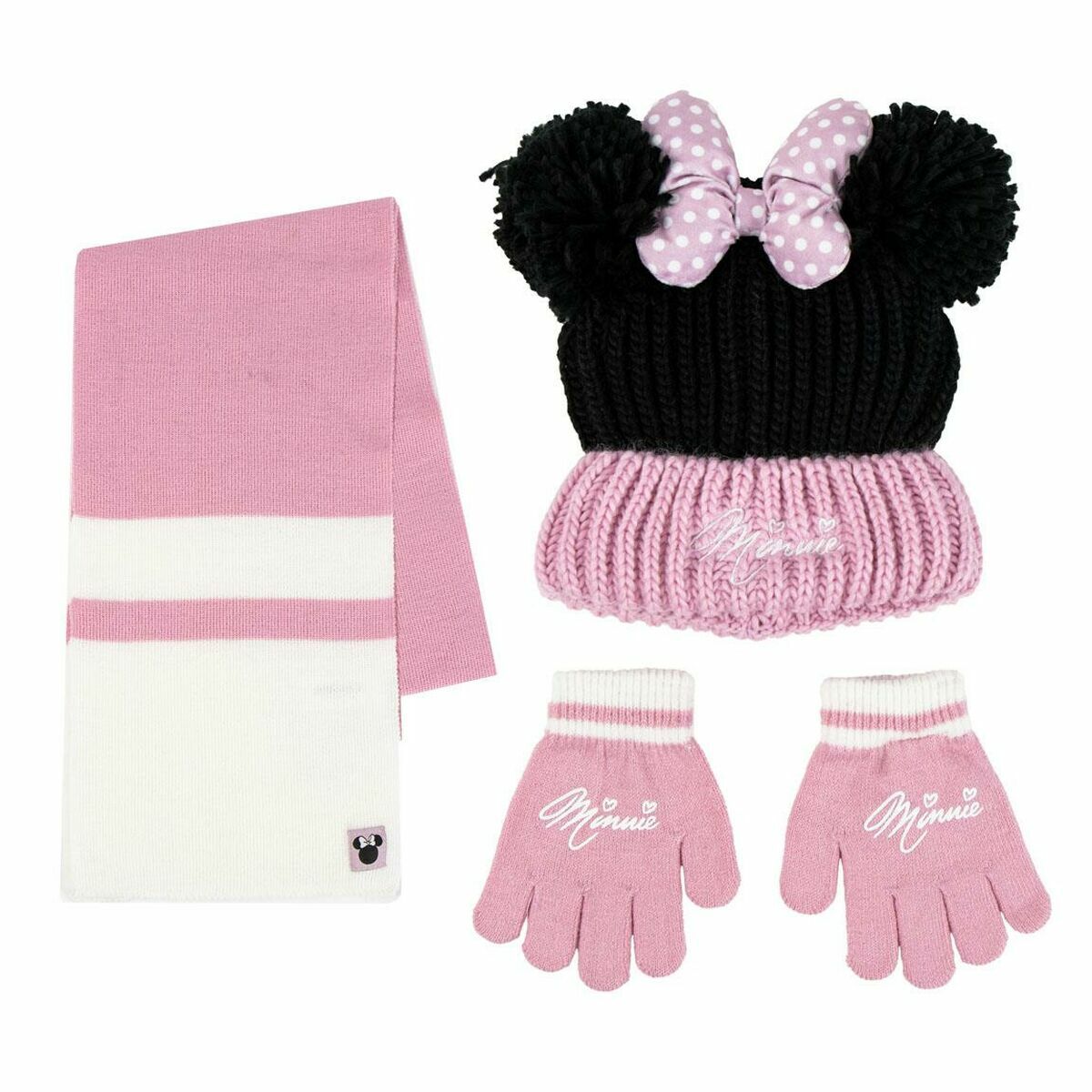 Gorro e Luvas Minnie Mouse Cor de Rosa