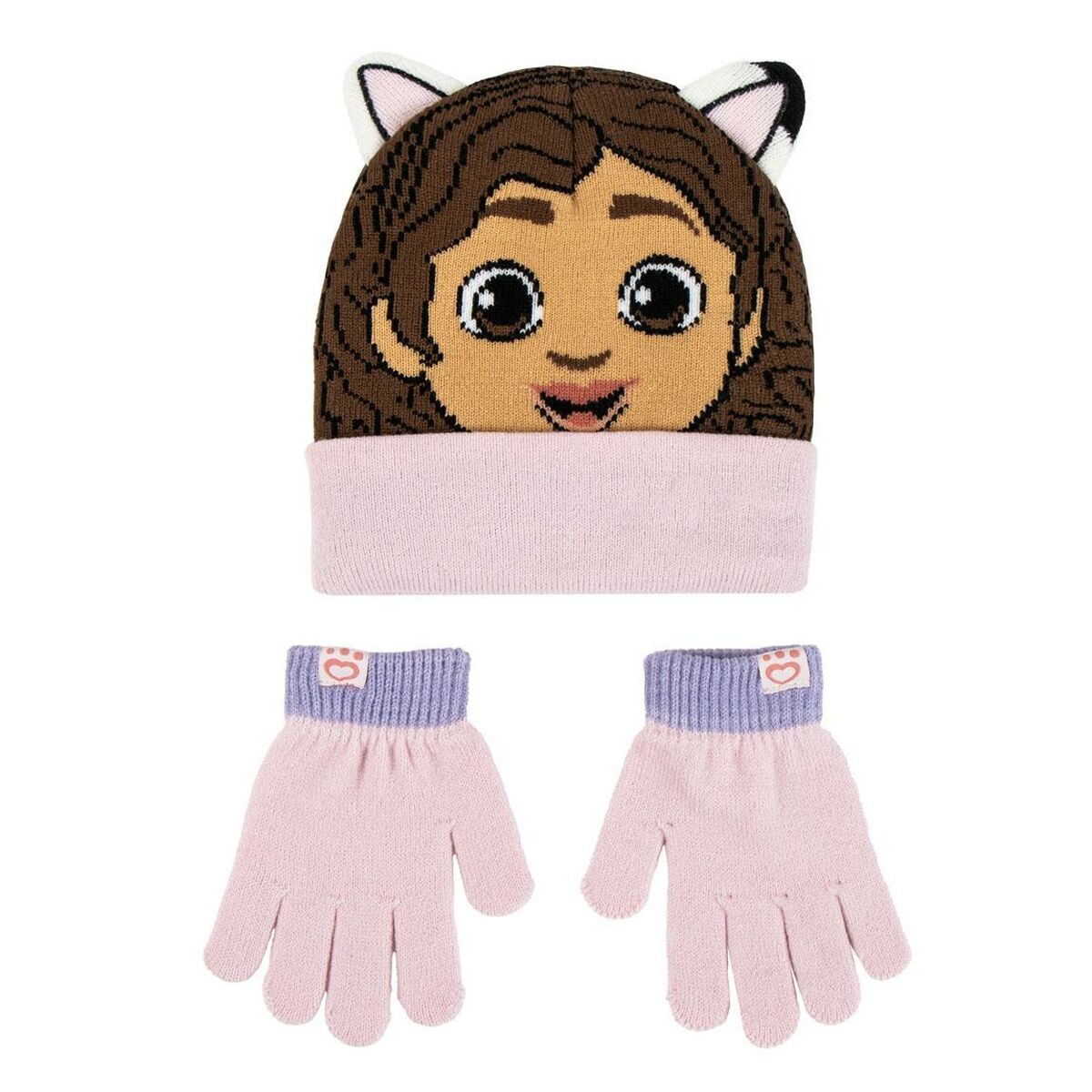 Gorro e Luvas Gabby's Dollhouse Cor de Rosa 2 Peças