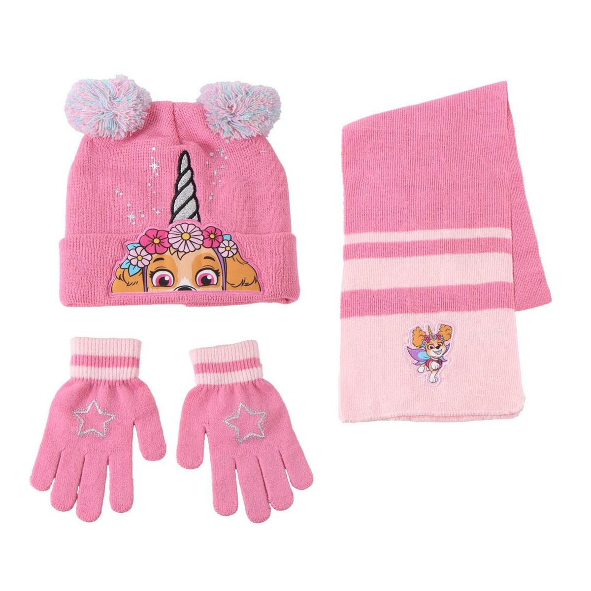 Gorro, Cachecol e Luvas The Paw Patrol Cor de Rosa 3 Peças