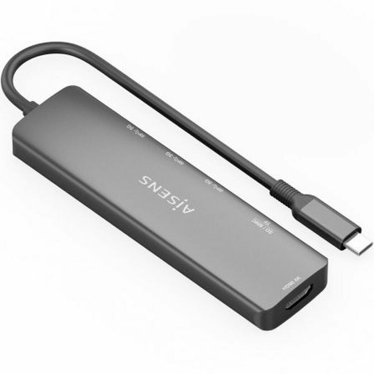 Hub USB Aisens USB-C DOCK 6 EN 1 Cinzento