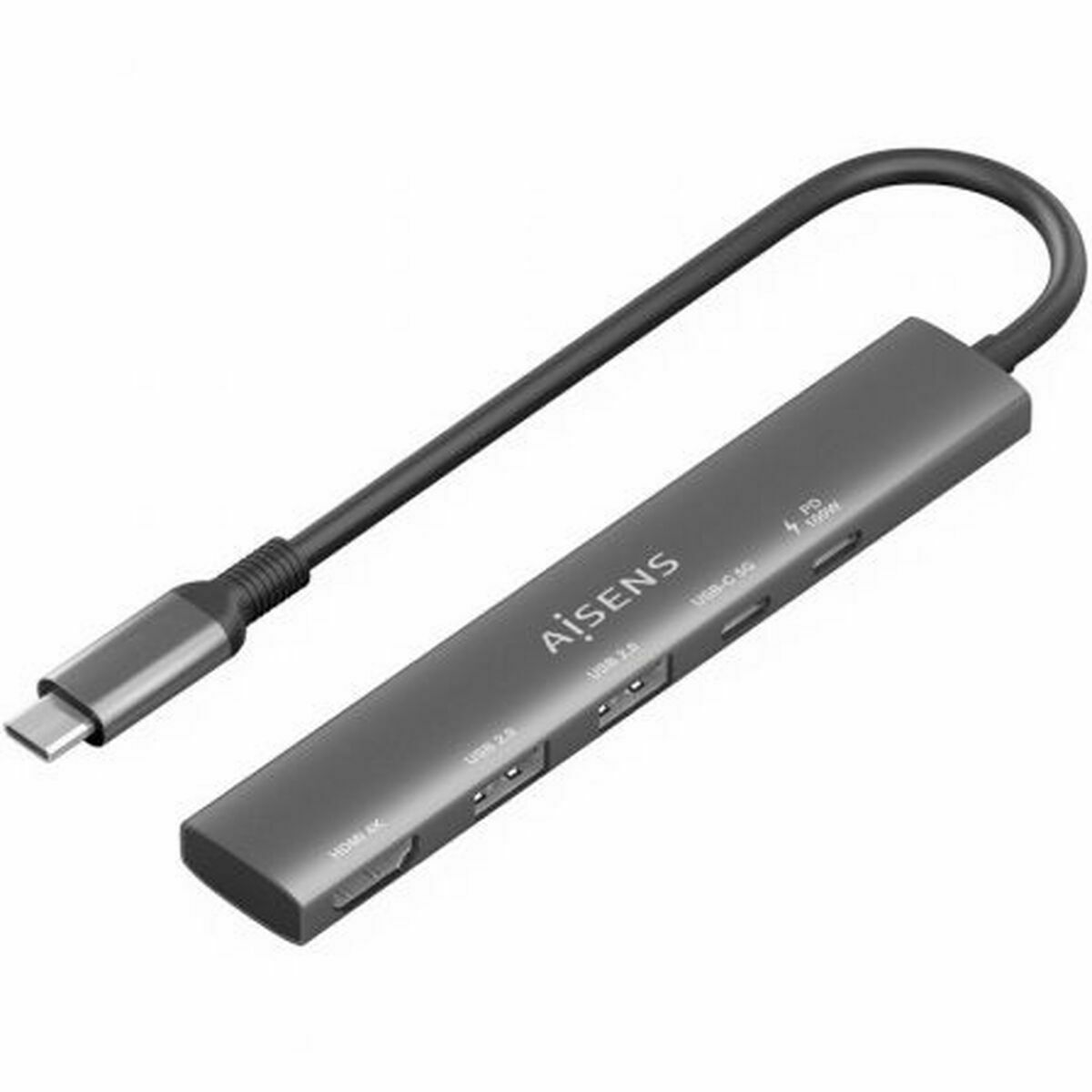 Hub USB Aisens USB-C DOCK 5 EN 1 GRIS Cinzento 100 W
