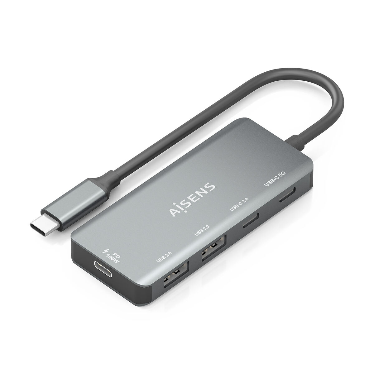 Hub USB Aisens CPNT Cinzento 100 W 50 W