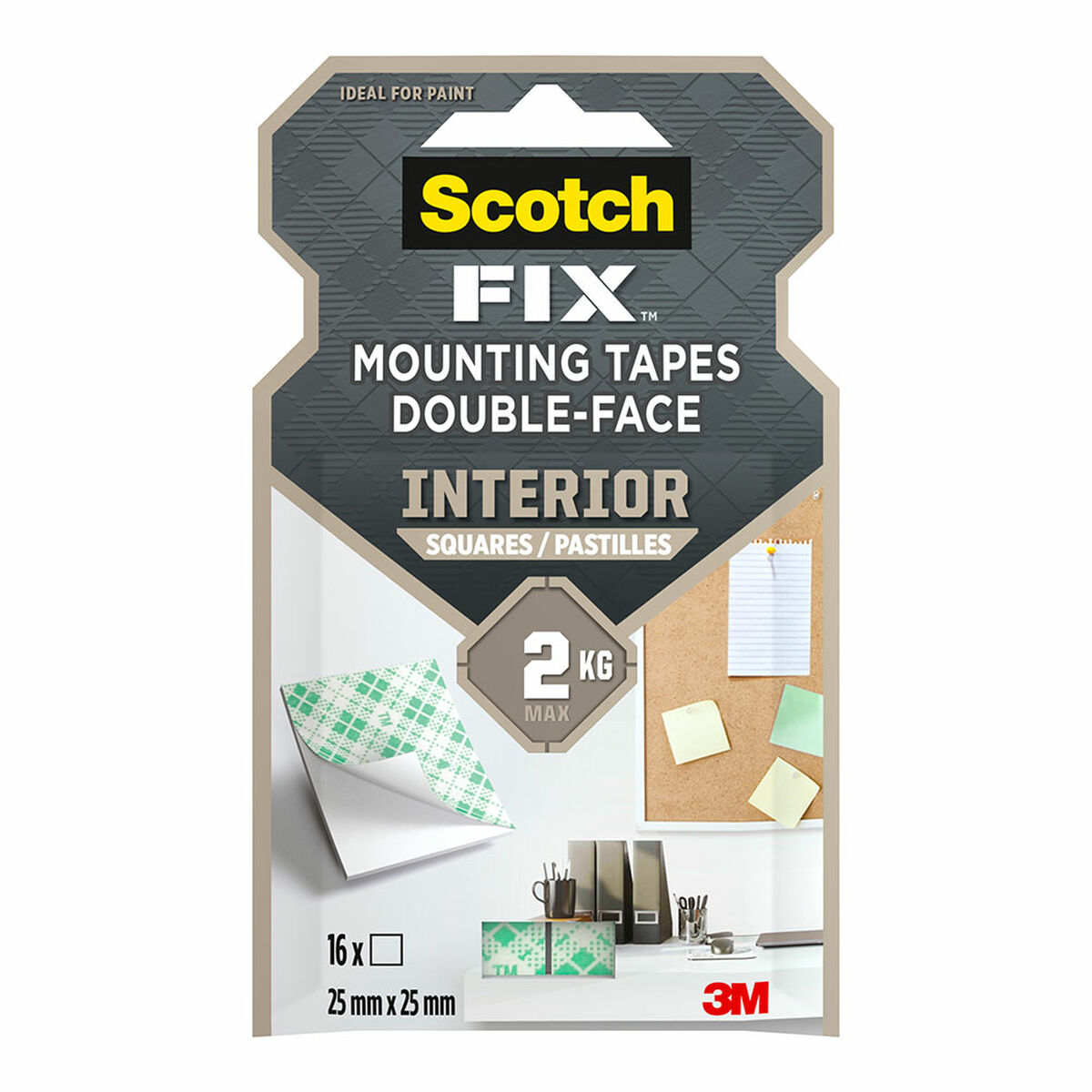 Fita de Dupla Face Scotch 2 Kg 2,5 x 2,5 cm Branco (16 Unidades)