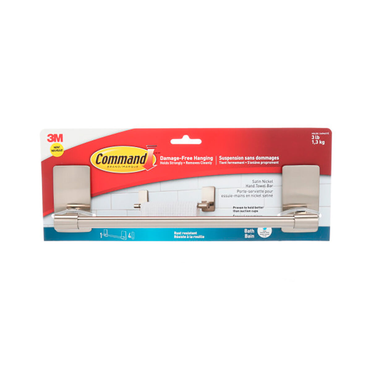 Toalheiro de barra Command 29,9 x 7,7 x 4,7 cm Metal