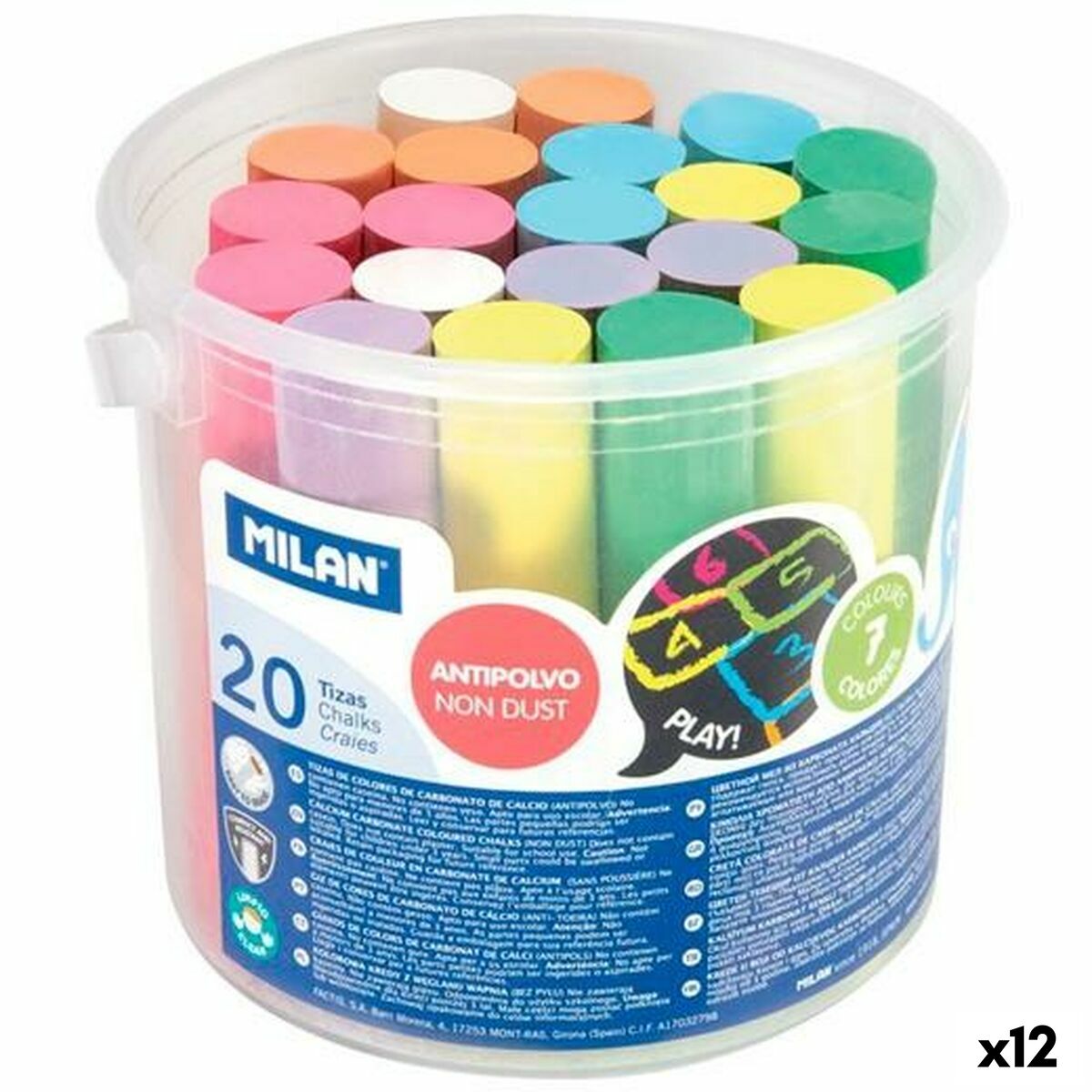 Giz Milan Multicolor (20 Peças) (12 Unidades)