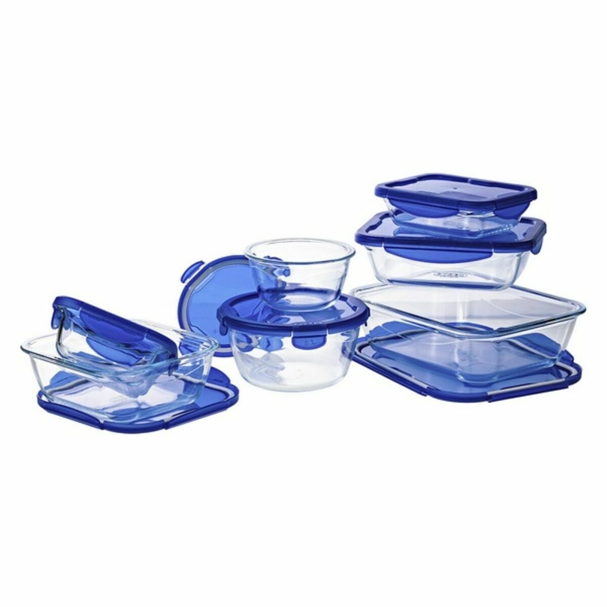 Conjunto de Lancheiras Pyrex Cook & Go Azul Transparente