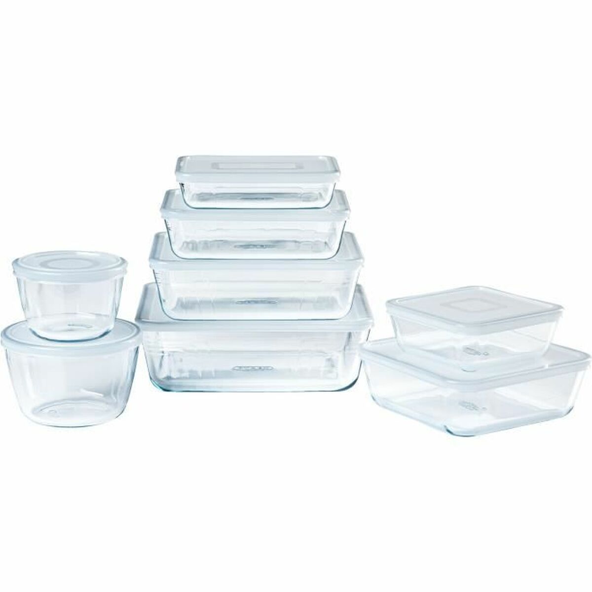 Conjunto de Recipientes de Cozinha Herméticos Empilháveis Pyrex Cook & Freeze Transparente 8 Peças