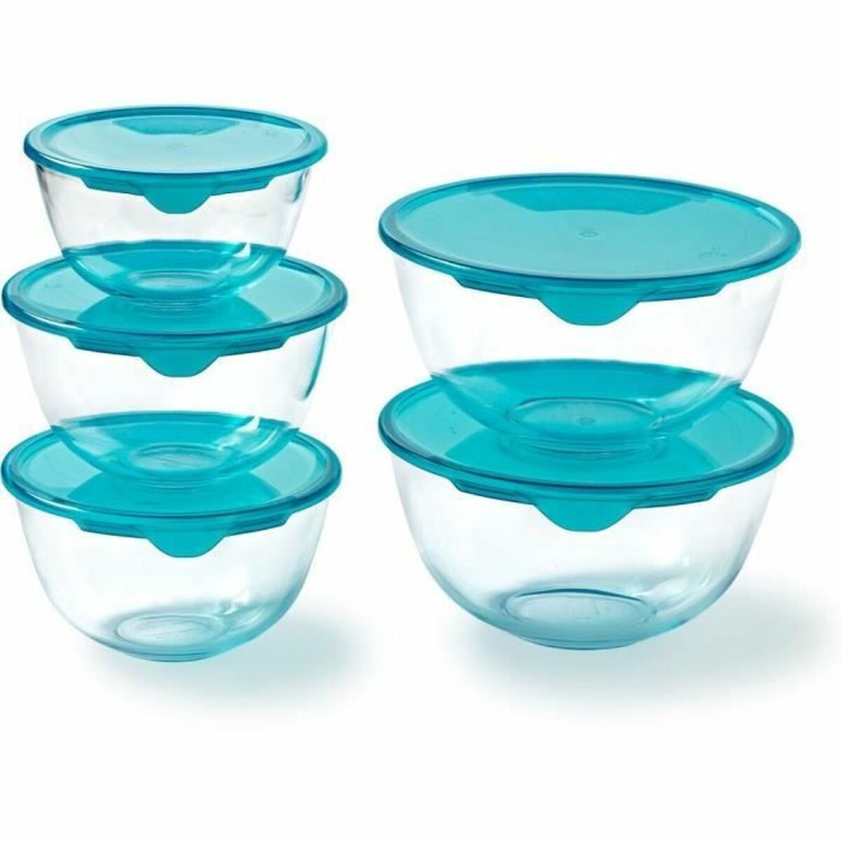 Conjunto de Lancheiras Pyrex Transparente Turquesa 5 Peças